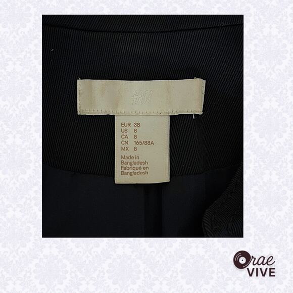 Title: H&M Navy Military Style Blazer Women's 8 Gold Button Nautical Jacket - Picture 3 of 4